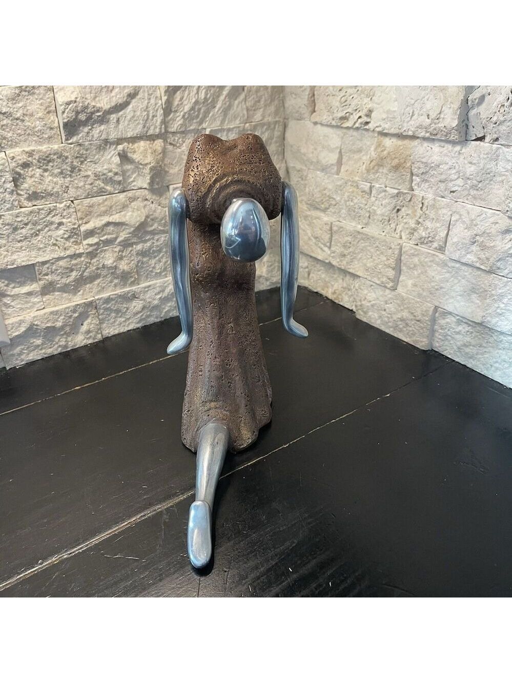 Vintage Modernist/Brutalist Concrete and Stainless Ballerina Statue - Picture 3 of 5
